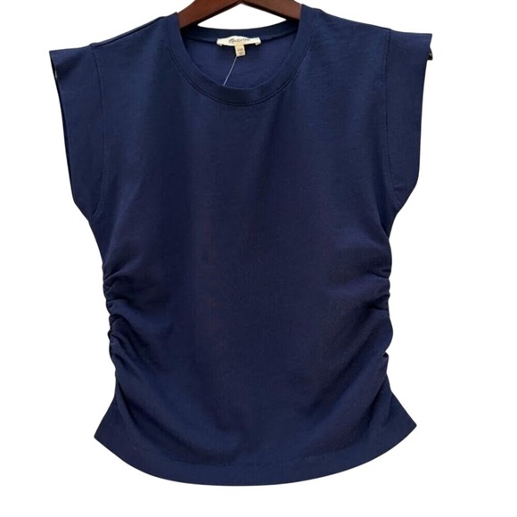 Madewell Tops - Madewell Ruched Muscle Tee – Navy Blue – NWT – Size XXS